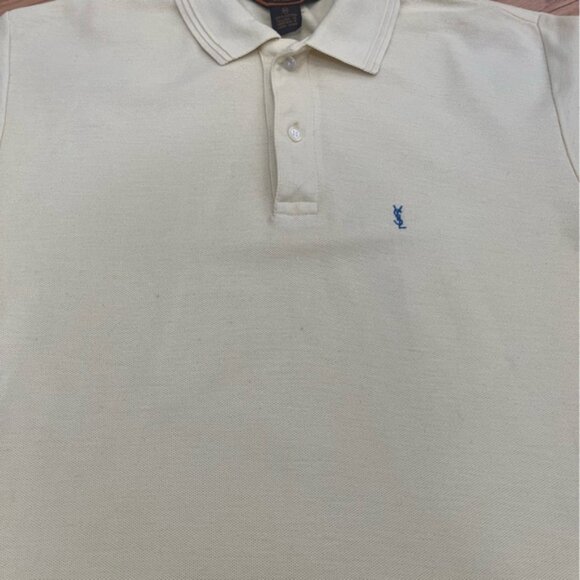 Vintage ves aint aurent portswear ellow 00 otton olo hirt - Picture 6 of 11